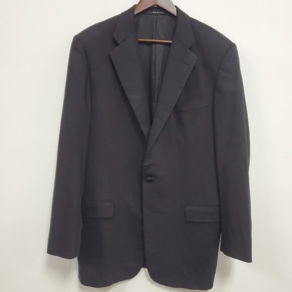 Hickey Freeman Mens Wool Blazer Size 42L Black Office Career Business Formal - Picture 1 of 9